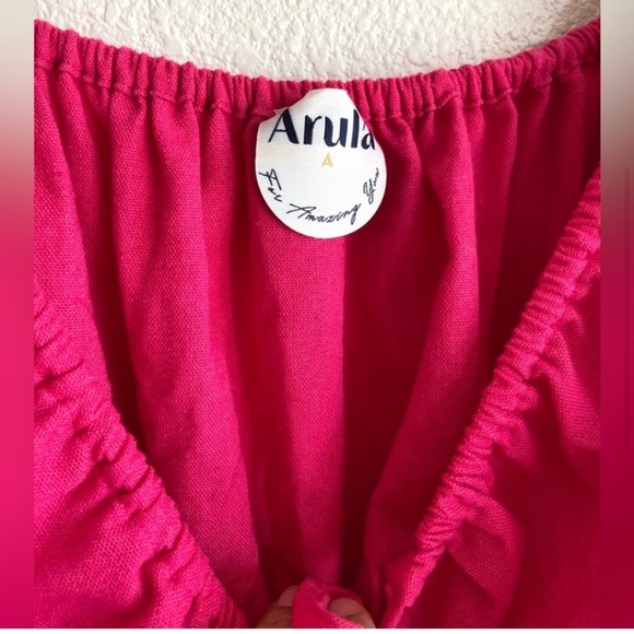 Arula hot pink peasant smocked waist top - Picture 4 of 13